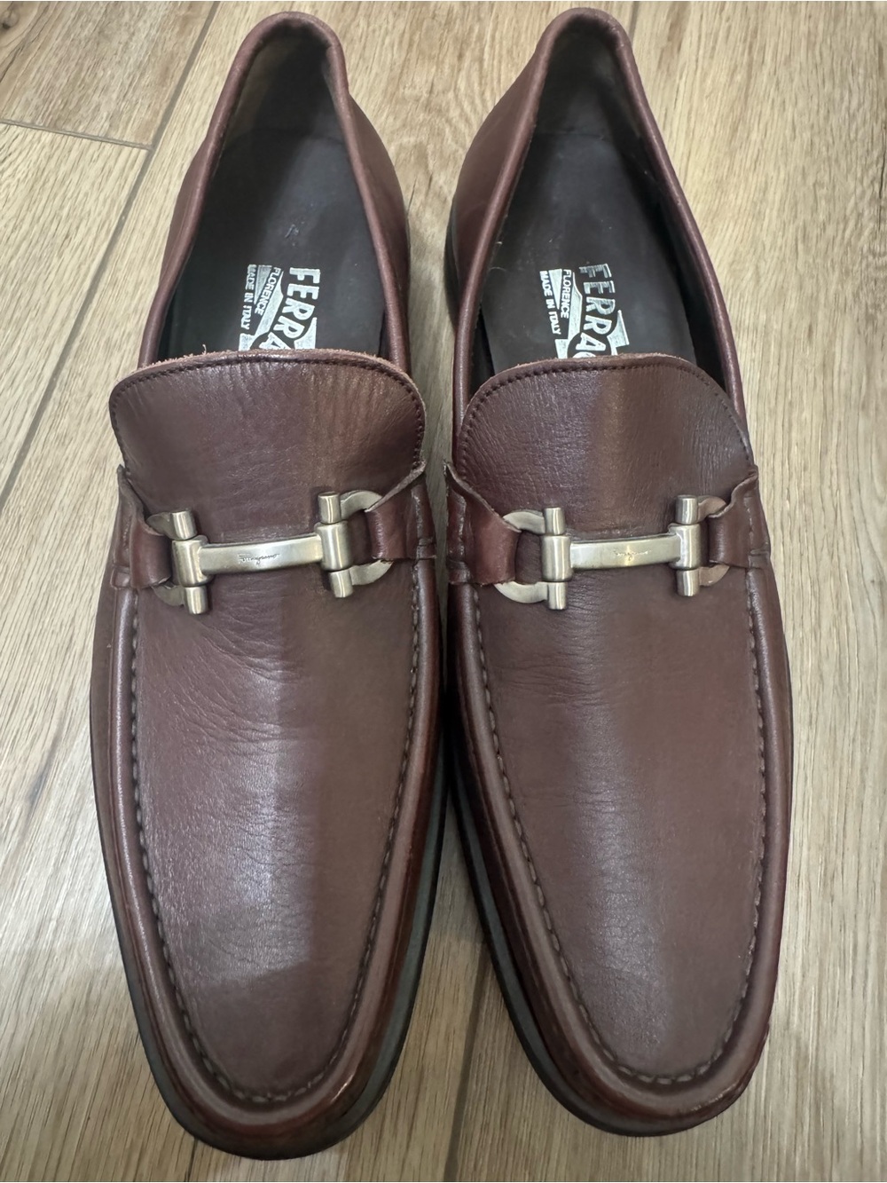 Salvatore Ferragamo Men's Dark Brown Leather Bit Loafers